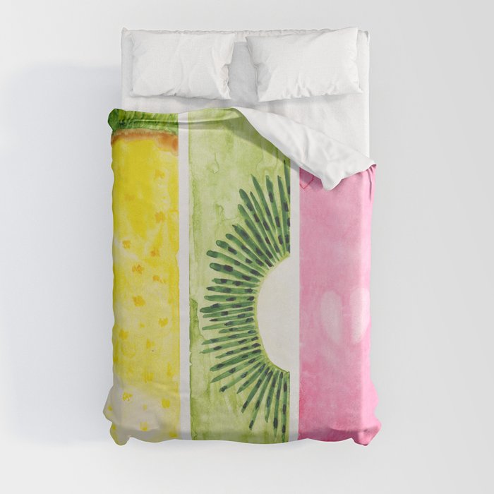 Summer Fruits Watercolor Abstraction Duvet Cover