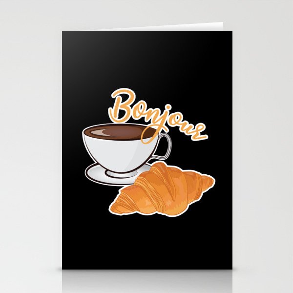 Croissant Coffee Bonjour - French Cafe Stationery Cards