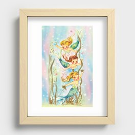 Mermaids Pastel Sparkles Recessed Framed Print