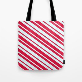 [ Thumbnail: Light Cyan and Crimson Colored Lines Pattern Tote Bag ]