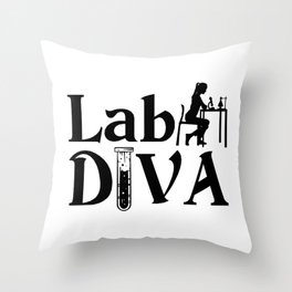 Lab Tech Lab Diva Chemist Laboratory Technician Throw Pillow