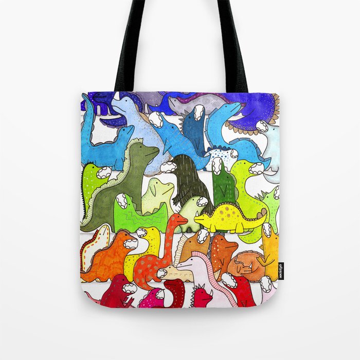 Rainbow Dinosaur Gradient Tote Bag