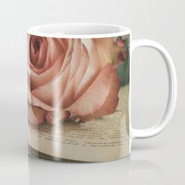 Still life with pink rose and old books Coffee Mug