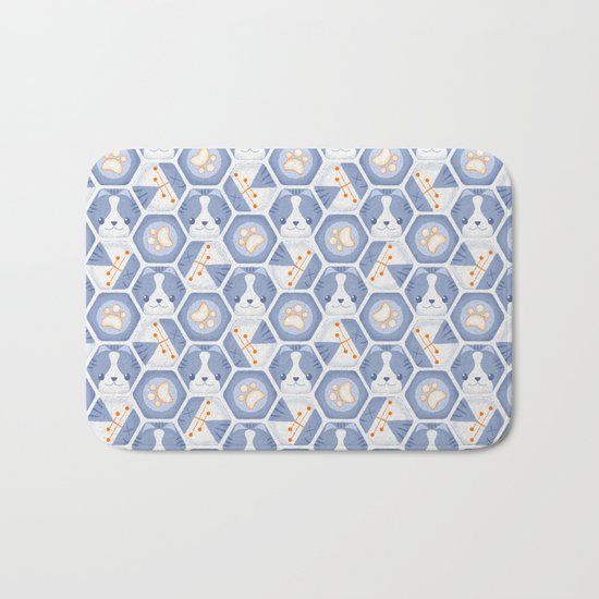 Hexy Cats_Blue Bath Mat