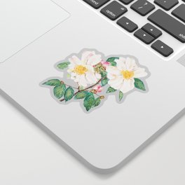 white camellia flowers watercolor  Sticker