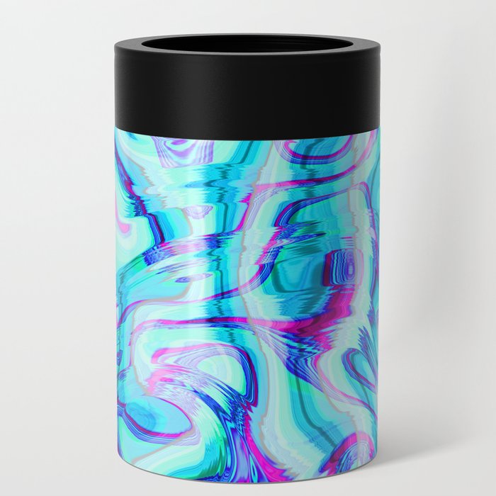 Funky liquid blue shapes Can Cooler