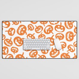 Halloween Pumpkin faces pattern. Digital Illustration Background Desk Mat