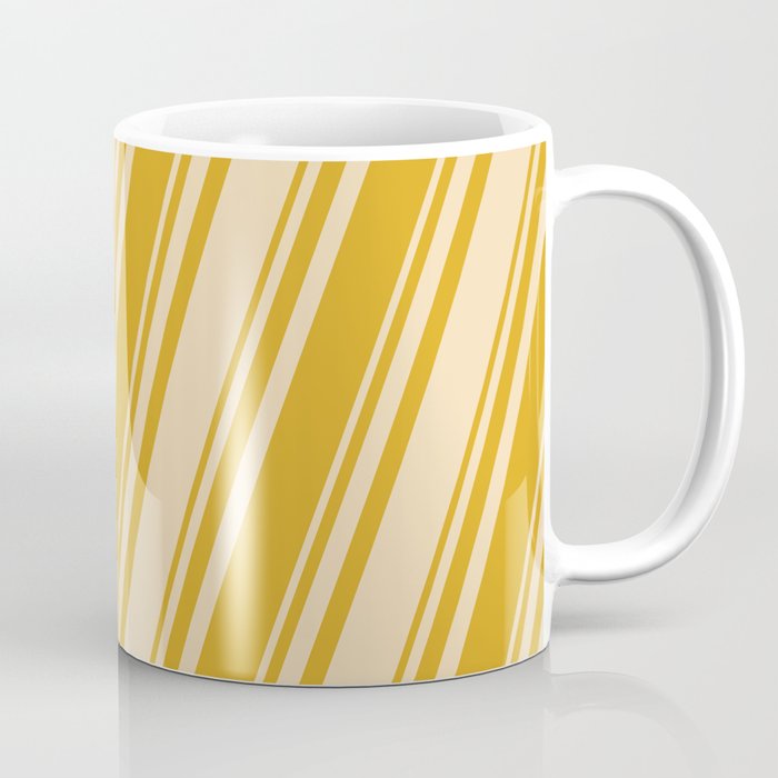 Goldenrod and Tan Colored Striped/Lined Pattern Coffee Mug