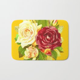 Roses Bloomed Vintage & Shabby Chic Floral Watercolor Pattern Abstract Bath Mat | Trendy, Rose, Leaves, Watercolor, Nice, Flowerbloom, Spring, Bestselling, Cheap, Floral 