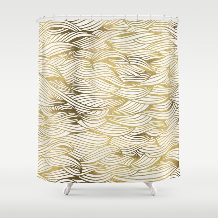 Golden Waves Shower Curtain