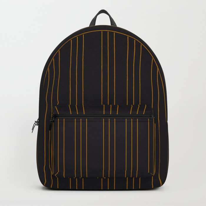 Striped geometric seamless pattern in black gold palette Backpack