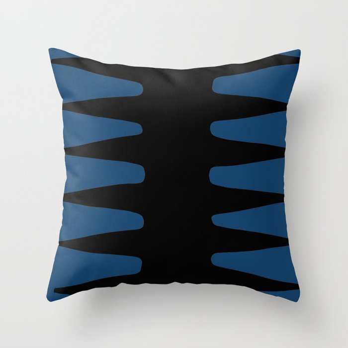 Blue black minimal retro boho aesthetic design Throw Pillow