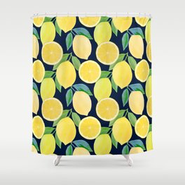 Vintage pattern illustration of watercolor lemon Shower Curtain