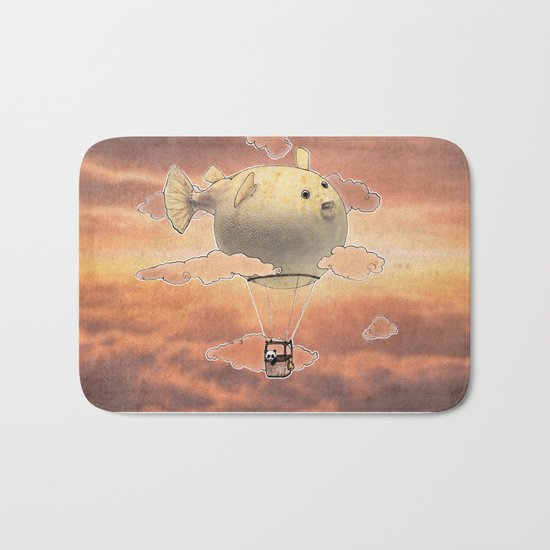 Panda fliying in a Blow fish 2 Bath Mat
