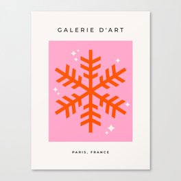 Christmas Print Snowflake Pink And Orange Holiday Decorations Festive Modern Decor Canvas Print