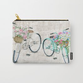 Vintage Bicycles With a City Background Carry-All Pouch