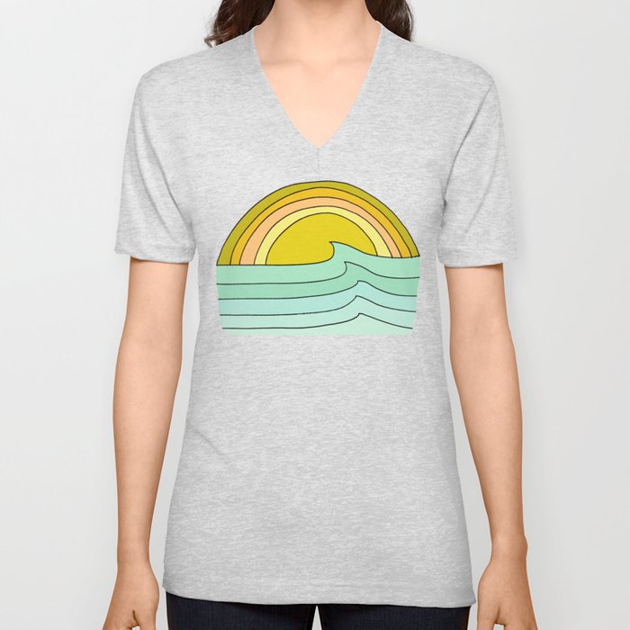 ride rainbows // retro surf soul // art by surfy birdy V Neck T Shirt