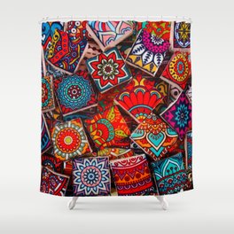 V1 Traditional Moroccan Colored Stones. Shower Curtain