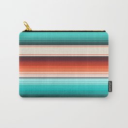 Navajo White, Turquoise and Burnt Orange Southwest Serape Blanket Stripes Carry-All Pouch