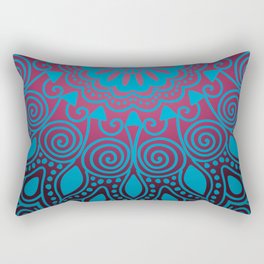 Midnight Blue and Red Mandala Rectangular Pillow