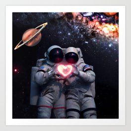 Love is everywhere, even in space - astronauts, planets, and stars Art Print