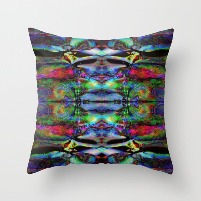 Colorful abstract symmetrical soap bubbles Throw Pillow