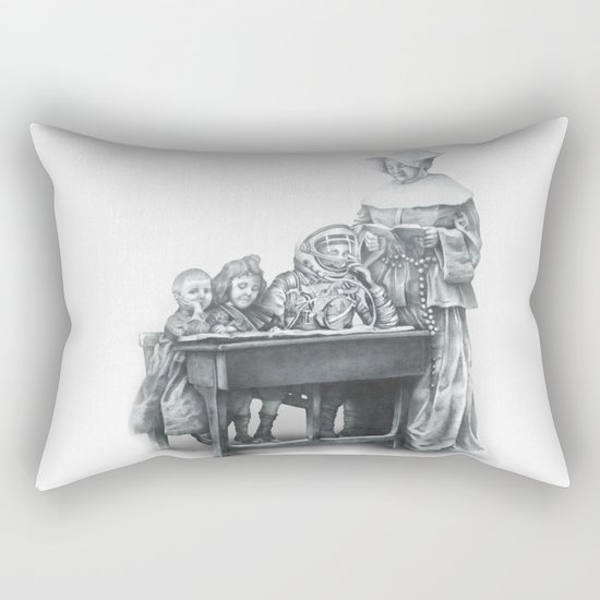 In which a cosmonaut is rendered quizzical Rectangular Pillow