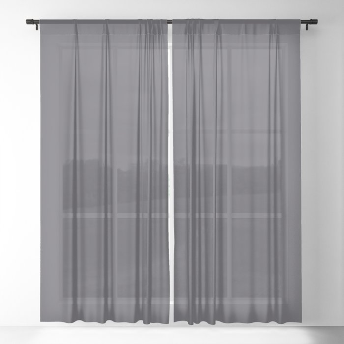 Dark Grey Solid Color Pairs Pantone Periscope 19-3918TCX Shades of Gray Hues Sheer Curtain