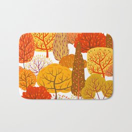 Autumn Trees abstract Bath Mat | Minimalist, Nature, Pattern, Environmentday, Magical, Planet, Outdoor, Vintage, Autumn, Seamless 
