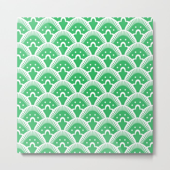 Fan Pattern Green Metal Print