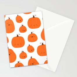 Smiling Orange Pumpkins Stationery Card