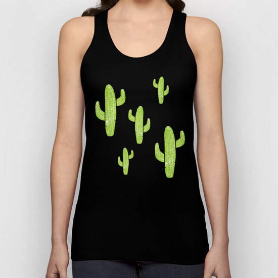 Linocut Cacti Minty Pinky Unisex Tank Top