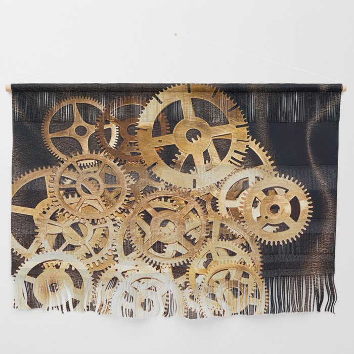 Gears Leather Wall Hanging By Stephen, Leather Wall Hanging Art