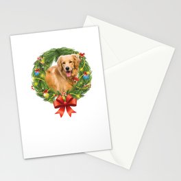 Golden Retriever Christmas Wreath Dog Lovers Stationery Card