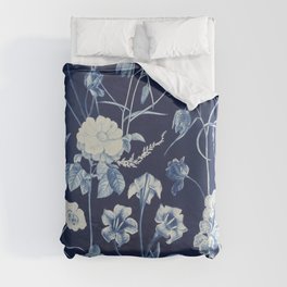 Cyanotype Painting (Roses, Orchids, Tulips, Fern, Fritillarias, etc) Duvet Cover
