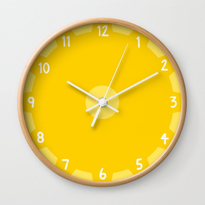 Numbered Cog Clock - Bright Yellow Wall Clock