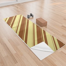 [ Thumbnail: Tan and Brown Colored Lines/Stripes Pattern Yoga Towel ]