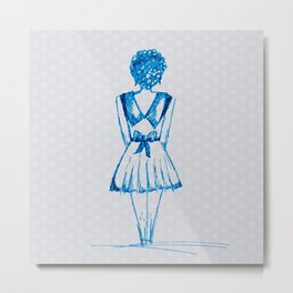 blue girl Metal Print | People, Vintage, Illustration, Graphic Design 