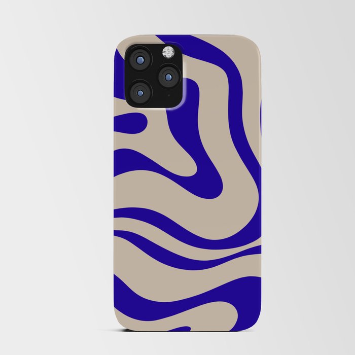 Modern Liquid Swirl Abstract Pattern Square in Cobalt Blue iPhone Card Case