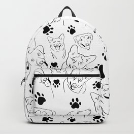 Happy Dogs with paw prints black and white Backpack