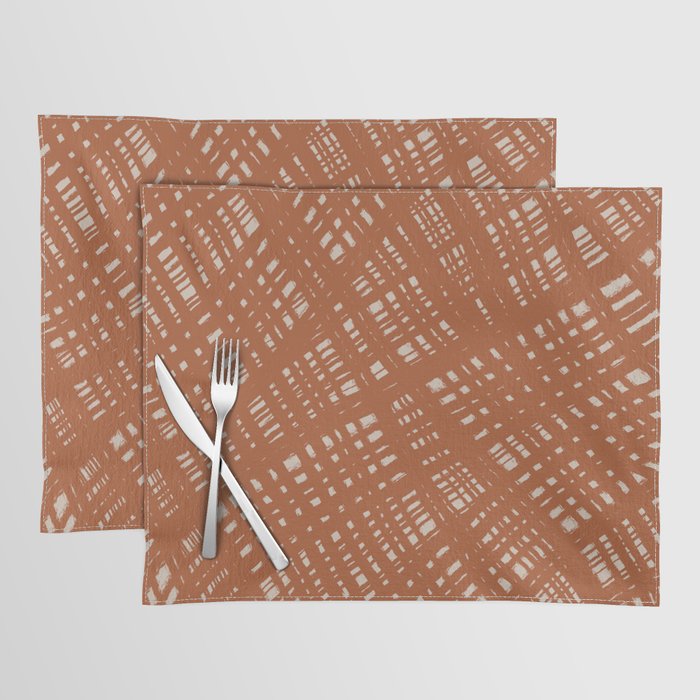 Rough Weave Abstract Burlap Painted Pattern in Clay and Putty Placemat