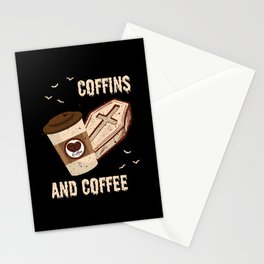 Coffins And Coffee Coffin Halloween Stationery Card
