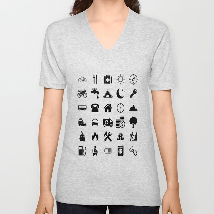 Extreme White Icon model: Traveler emoticon help for travel t-shirt V Neck T Shirt
