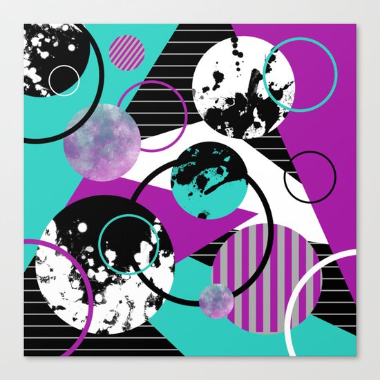 Eclectic Geometric (Abstract blue, purple, black, white) Canvas Print