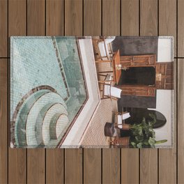 Swimming Pool In Riad Kasbah Marrakech Photo | Morocco Travel Photography Art Print | Arabic House Interior Design Outdoor Rug