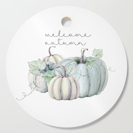 welcome autumn blue pumpkin Cutting Board
