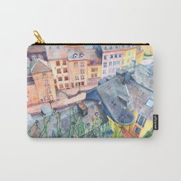 Luxembourg roofs Carry-All Pouch | Multi Colored, Watercolor, Illustration, City, Urban, Drawing, Viewfromabove, Street, Luxembourg, Ontop 