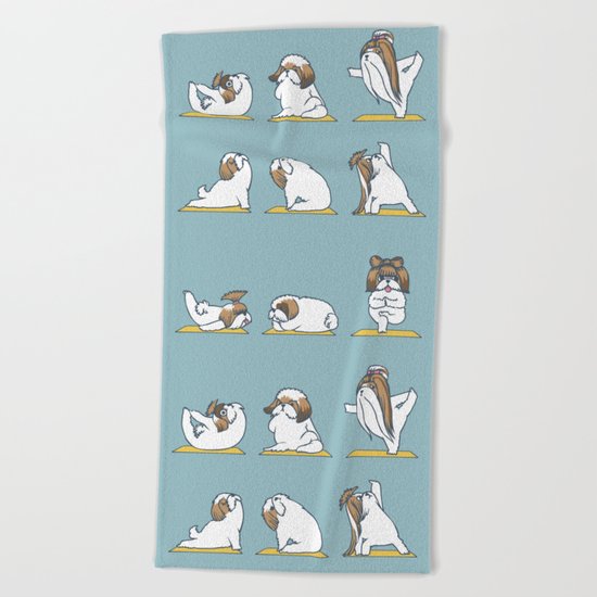 Shih Tzu Yoga Beach Towel