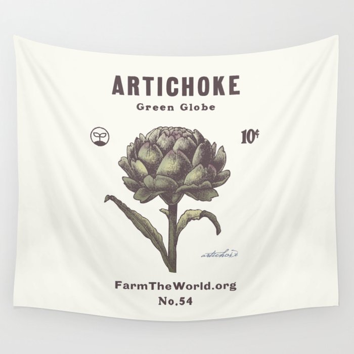 Farm the World Artichoke Seed Packet Wall Tapestry