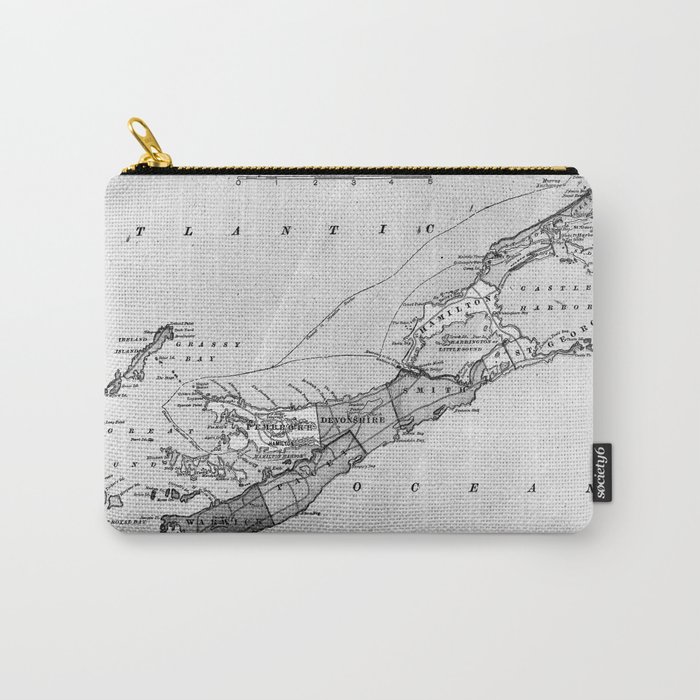 Vintage Map of Bermuda (1901) BW Carry-All Pouch